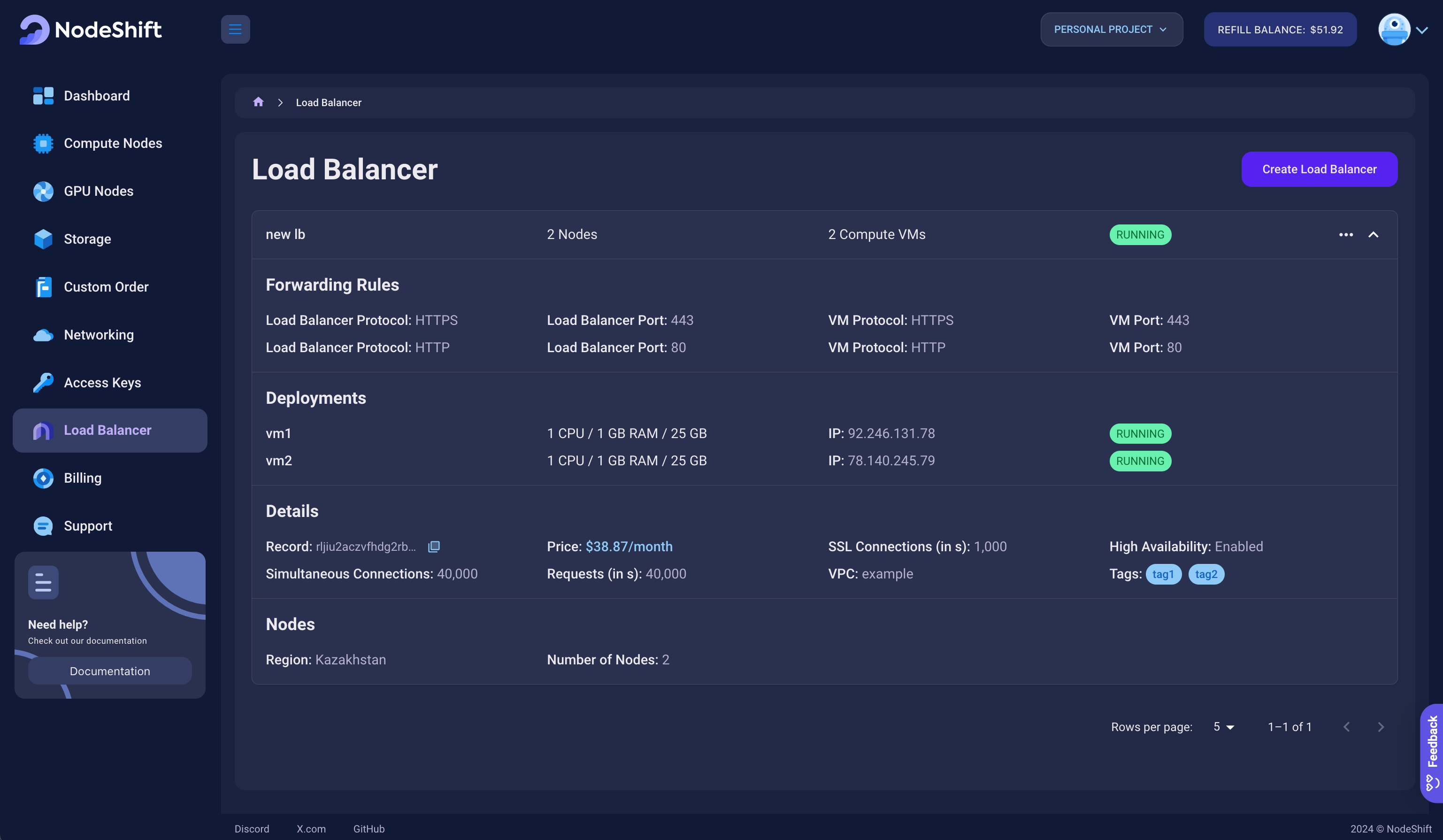 Load Balancer list