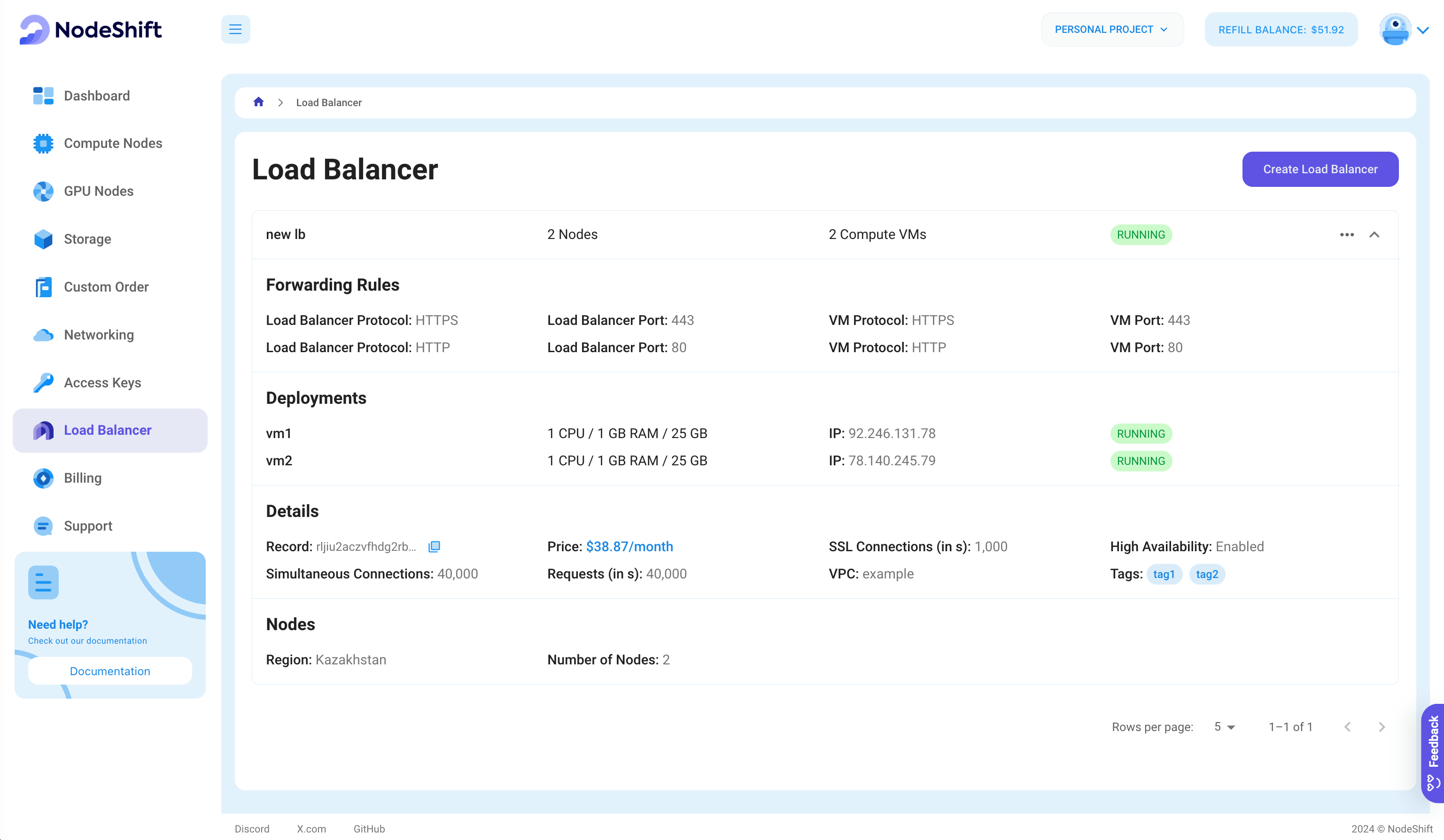 Load Balancer list